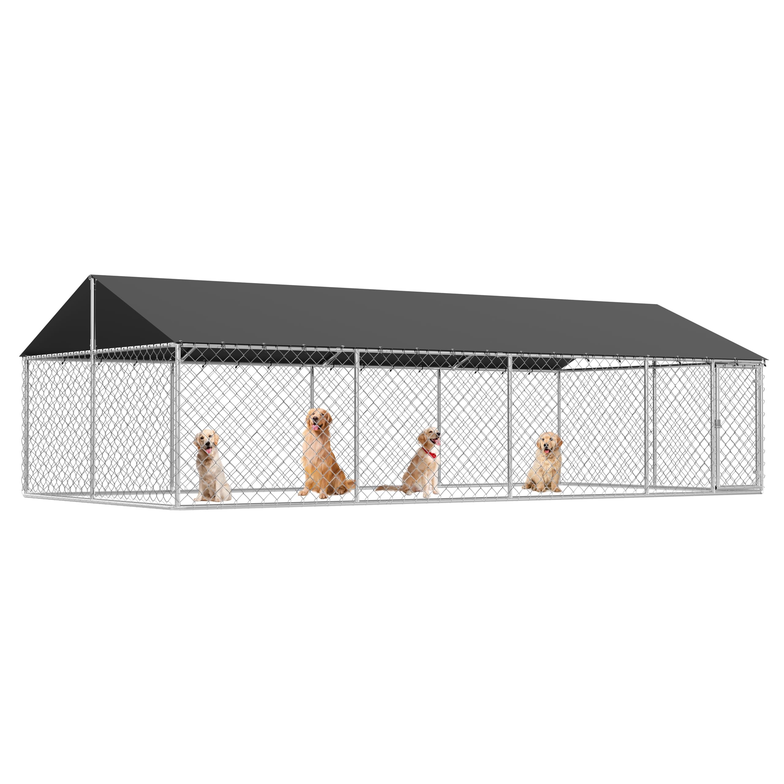 Petony 236"x 118" Outdoor Dog Enclosure Heavy Duty Dog Kennel House Mesh Dog Big Cage Pet Kennel Steel Fence with Secure Lock