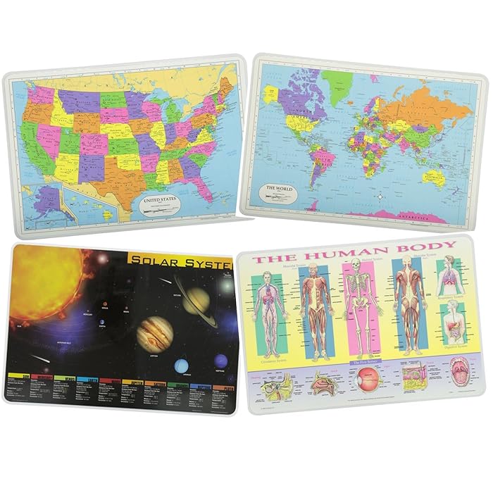 Buy Painless Learning Educational Placemats for Kids USA and World Maps