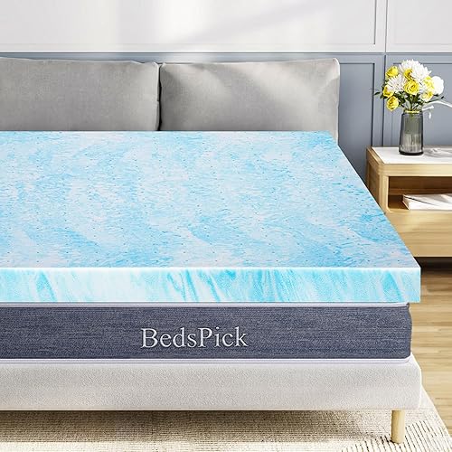 BedsPick Cubrecolchón de espuma viscoelástica King de 3 pulgadas, colchón de espuma viscoelástica tamaño King con infusión de gel