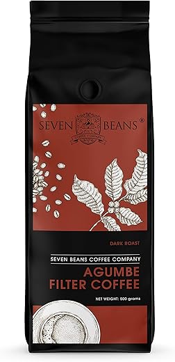 Seven Beans – Agumbe South Indian Filter Coffee Powder – Coffee: 70%, Chicory: 30%, 500 gms (Dark Roast) (Pack of 1)