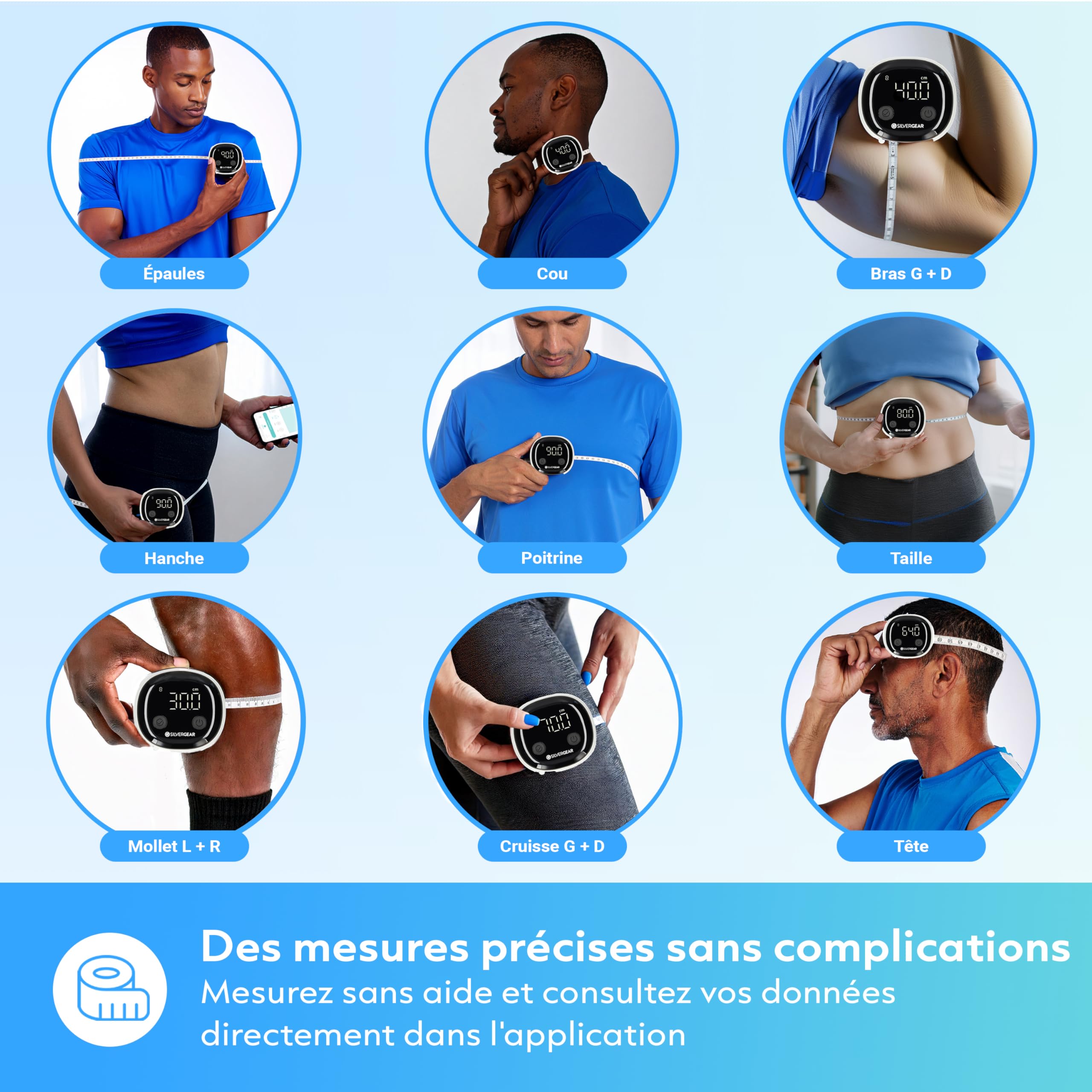 Tape de mesure du corps intelligent avec application