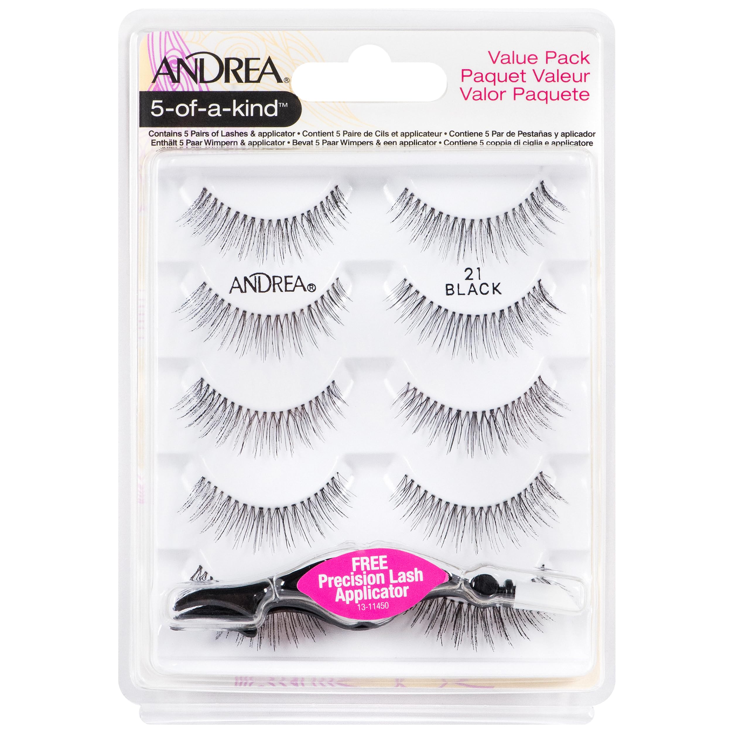 Andrea Fake Eyelashes Multi-Pack with Applicator, 21mm - Natural Look Lashes for Eye Makeup, Dramatic & Lightweight False Eyelashes, 1 Pack