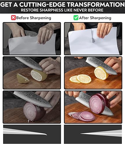 Miniatura 5 de Afilador de rodillos negro para cuchillos con trampa de cuero, kit de afilador de cuchillos con ángulos de 15, 17, 20 y 22 grados, soporte, soporte