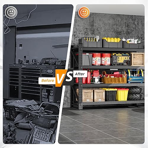 Miniatura 4 de heycode Estantes de almacenamiento de garaje resistentes estantería de metal ajustable de 3 niveles con ruedas estante de utilidad para garaje