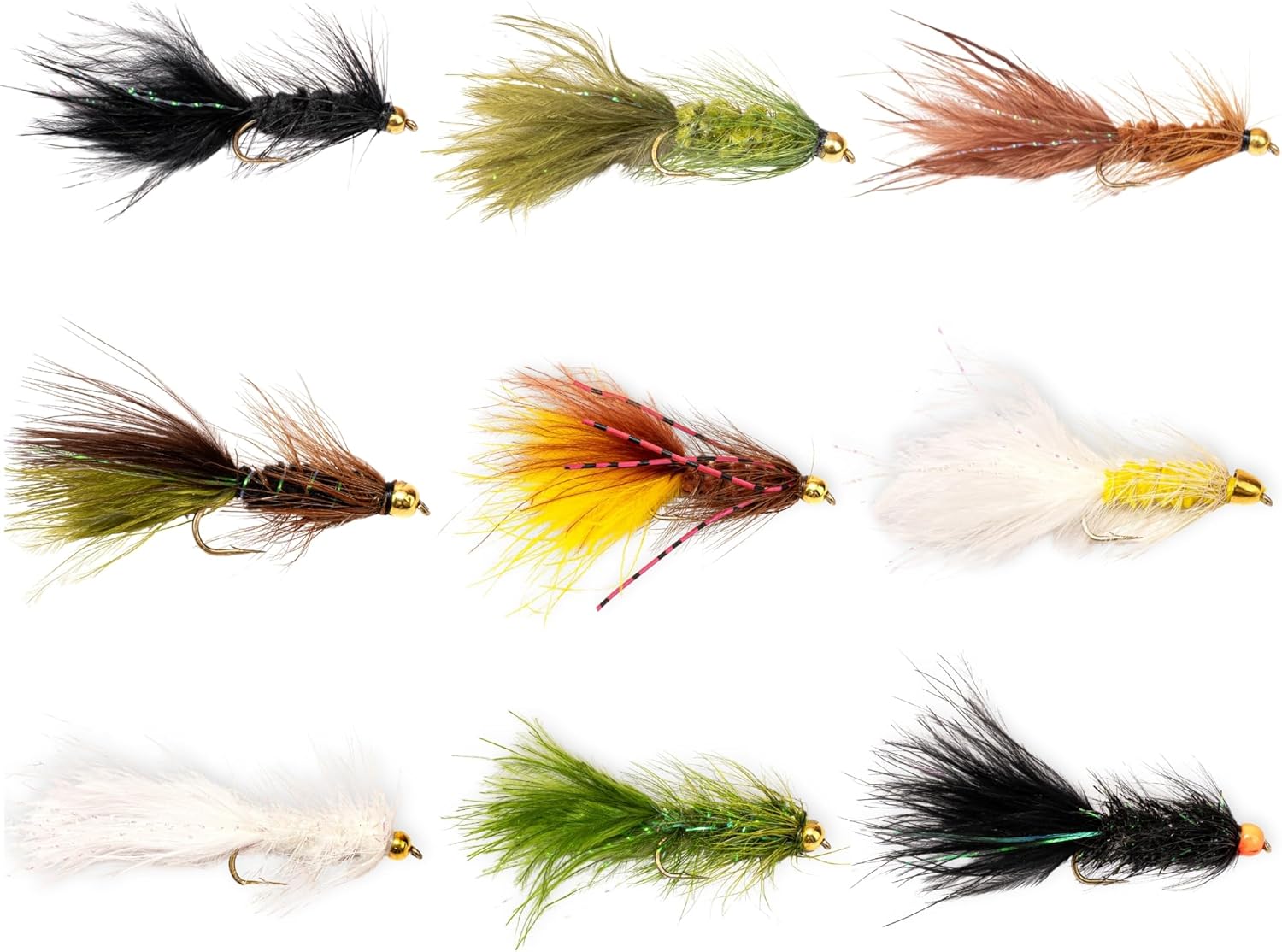 Woolly Bugger Fly Fishing Flies Assortment | Beadhead Streamer Wet Flies for Trout Bass Panfish | Versatile Sizes and Colors | Fly Fishing Lures for Rivers Lakes Streams