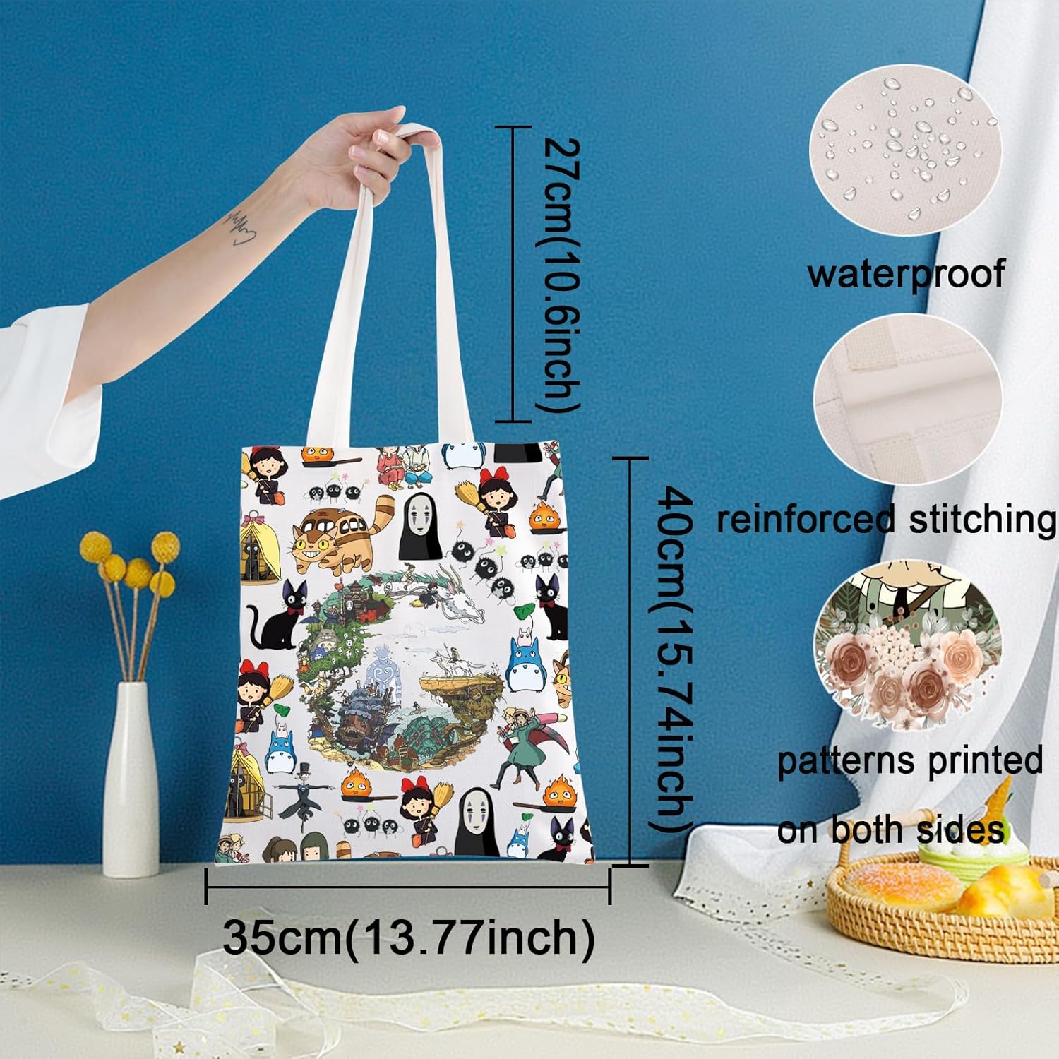 KEYCHIN No Face & Chihiro Tote Bag Japanese Anime Lovers Gift Animated Movie Themed Shoulder Bag Cartoon Movie Merch - Image 4