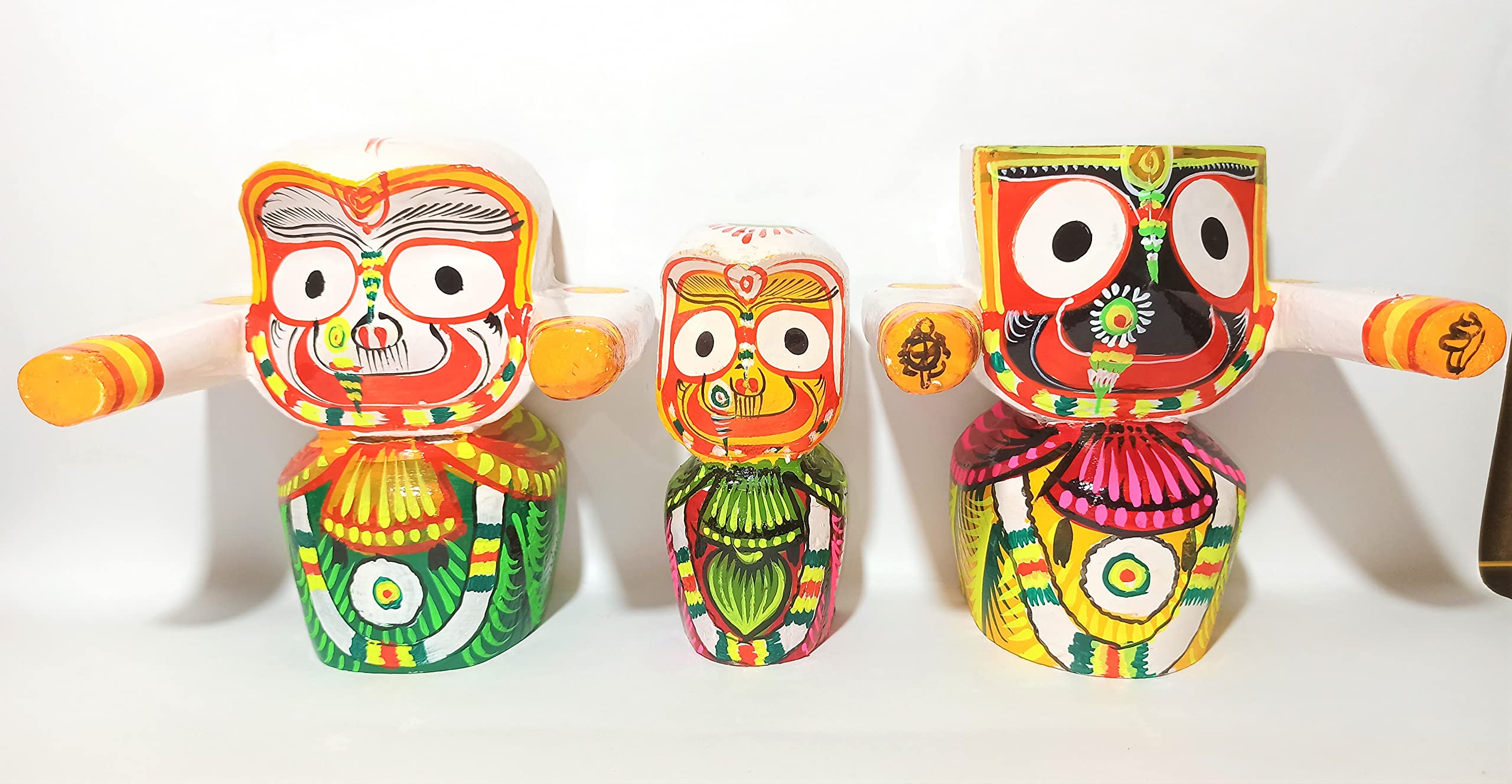 Devki Nandan Enterprises; Lord Jagannath, Balabhadra and subhadra (Neem Wood 6X6 inch)