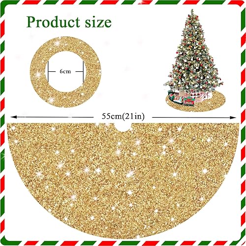Miniatura 43 de Falda de árbol de Navidad negra de 46 pulgadas, falda de árbol de Navidad con lentejuelas de terciopelo suave, falda de árbol de Halloween