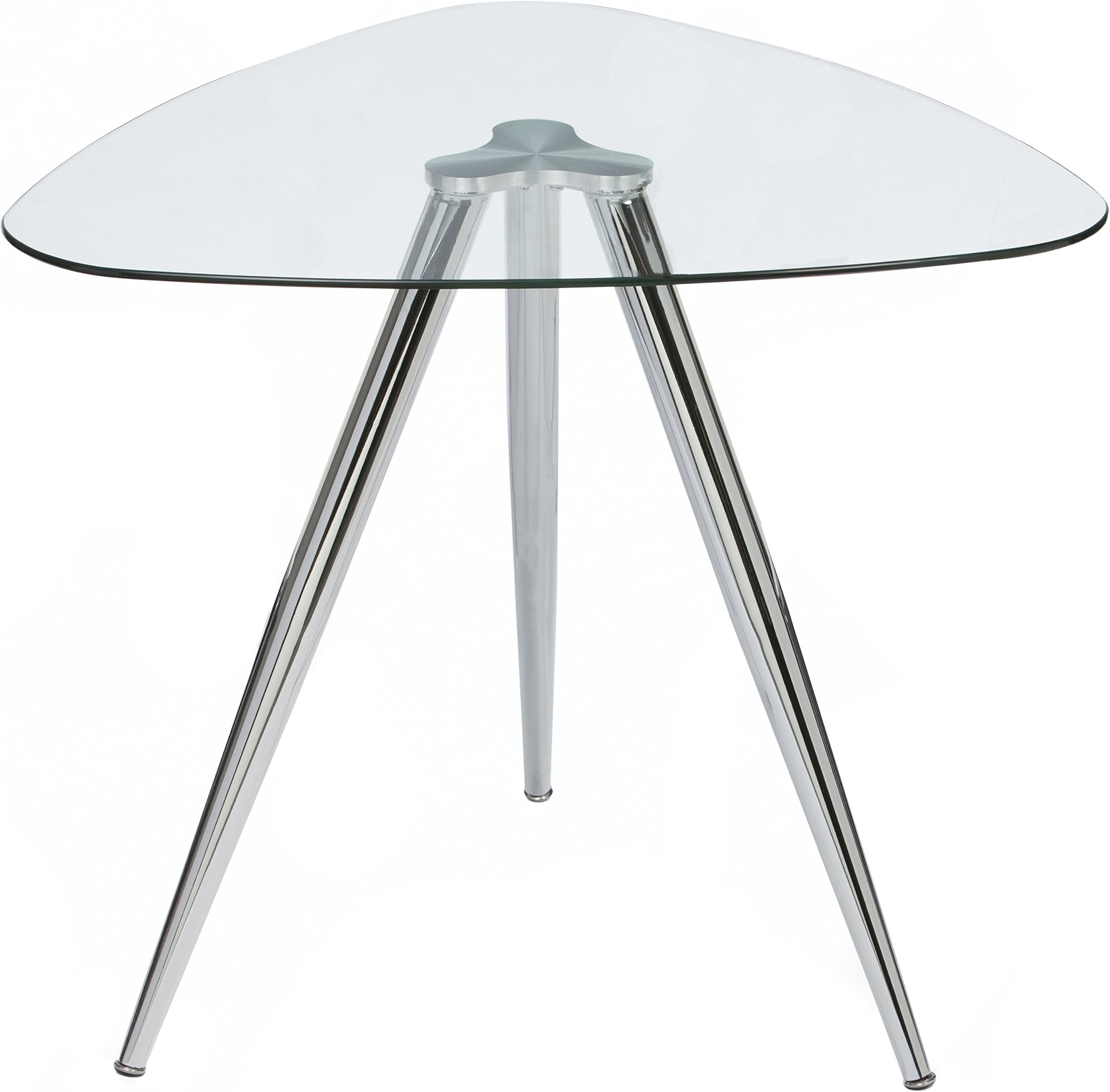 Mango Steam Lisbon 3-Sided Bistro Table, Tempered Glass Triangle Top - Modern Pub Table for Dining Room and Kitchen (Chrome)