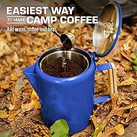 Vista 7 de COLETTI Bozeman Blue Percolator Cafetera — Cafeteras de Camping — La Percoladora Favorita para Camping — SIN Aluminio o Plástico [9 tazas, Azul]