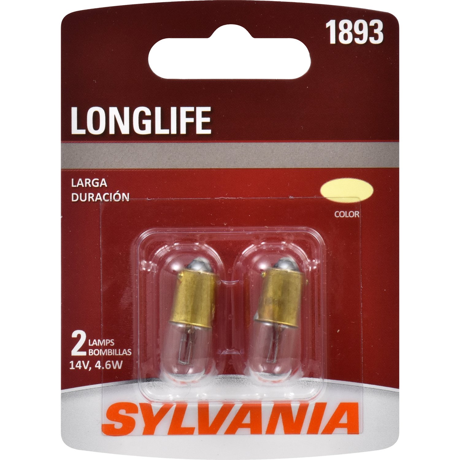 SYLVANIA 1893 Long Life Miniature Bulb, (Contains 2 Bulbs)