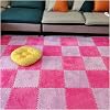 10 Pieces Interlocking Carpet Tiles, Plush Foam Square Floor Mats Set, 12x12inch Interlocking Fluffy Plush Puzzle Playmat With Border, 10 Tiles10 Sq.FtColor:PurpleRose red