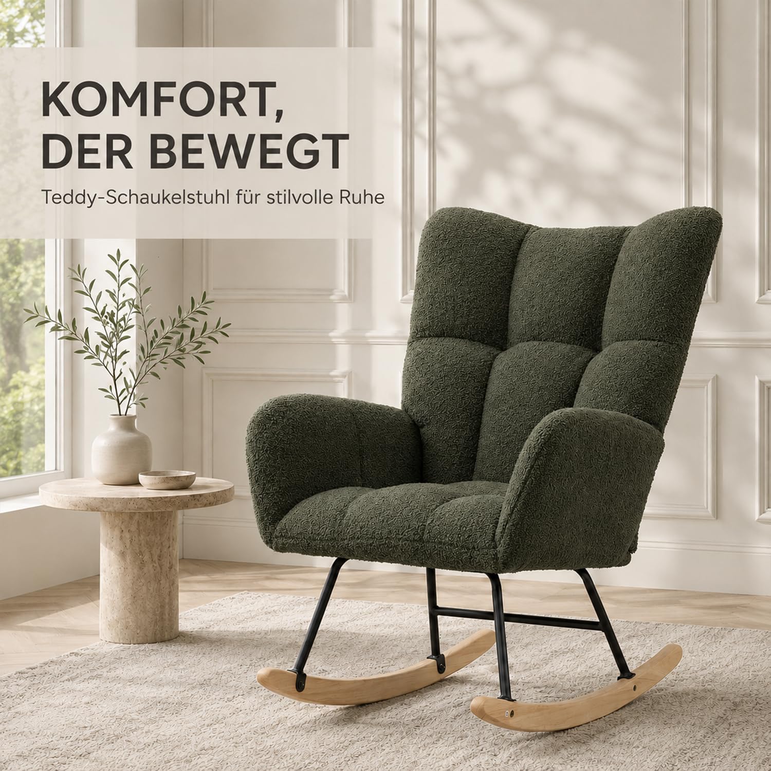 Poltrona a dondolo, 120 kg, 6 colori, verde scuro