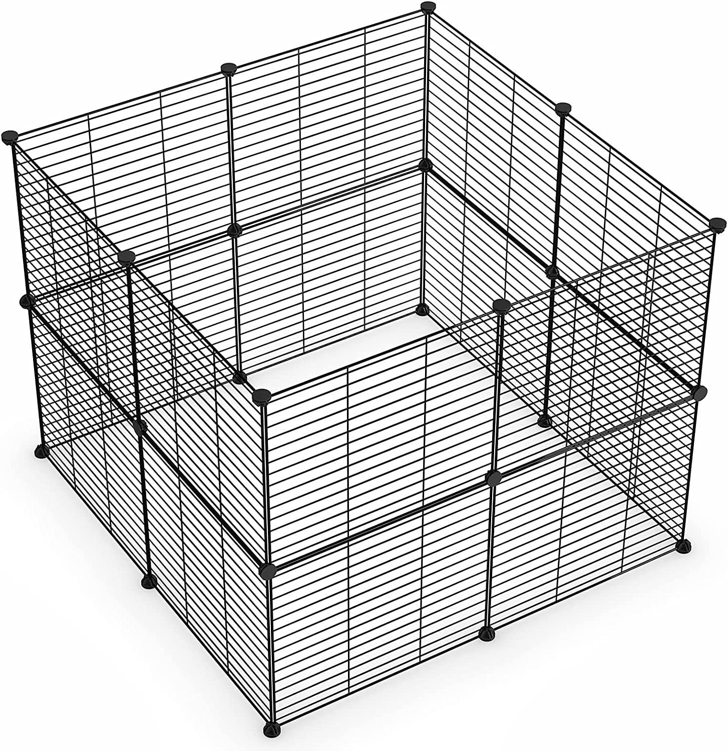 LURIVASmall Animal Playpen, Guinea Pig Cages, Pet Playpen, Rabbit Cage,Small Animal Cage, Puppy Kitten Dog Playpen, Indoor Outdoor Portable Metal Wire Yard Fence,15 X 12 Inch, 16 Panels, Black.
