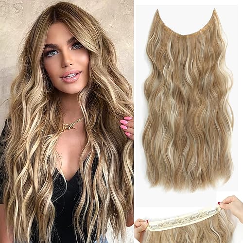 Extensiones de cabello tipo halo con diadema transparente ajustable, tamaño 4, clips de seguridad, largos, ondulados, alambre invisible, extensiones disponible en Yaxa Venezuela