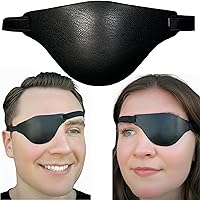 ExtraordinaryCommissary Black Leather Eye Patch - Adjustable Concave Design for Left/Right Eye, Comfortable Medical Patch