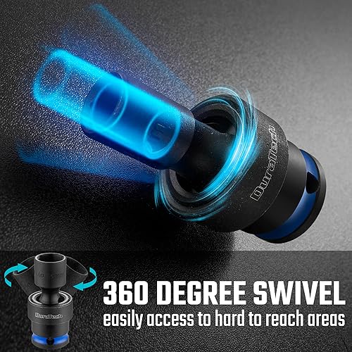 Miniatura 3 de DURATECH Juego de llaves de vaso universal de impacto de 38 pulgadas, juego de llaves giratorias, 11 piezas, métrico, 0.315-0.748 in, acero Cr-Mo,