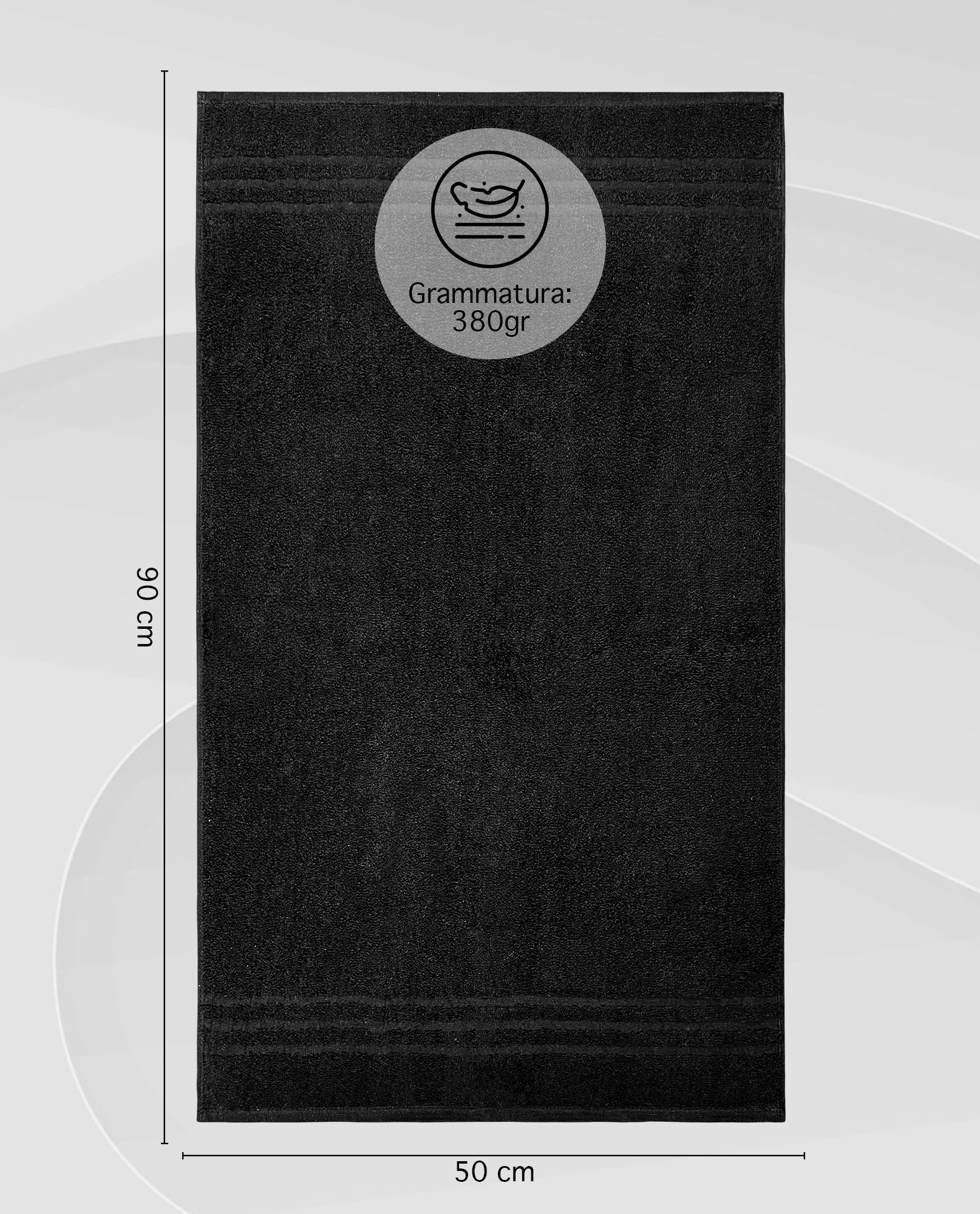 IlGruppone Set 5/10/20/30 Teli 50x90Cm Asciugamani Neri Professionali Parrucchiera Salviette Telo Nero Con Tintura Indanthrene 380Gr - Nero - 30 Pezzi