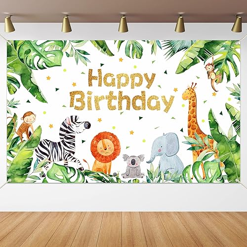 Suministros para fiesta de cumpleaños de safari con temática de animales de la selva, telón de fondo, zoológico, animales, decoraciones de fiesta