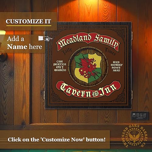 Vista 104 de THOUSAND OAKS BARREL CO. Juego de diana y gabinete personalizado con 6 dardos de punta de acero