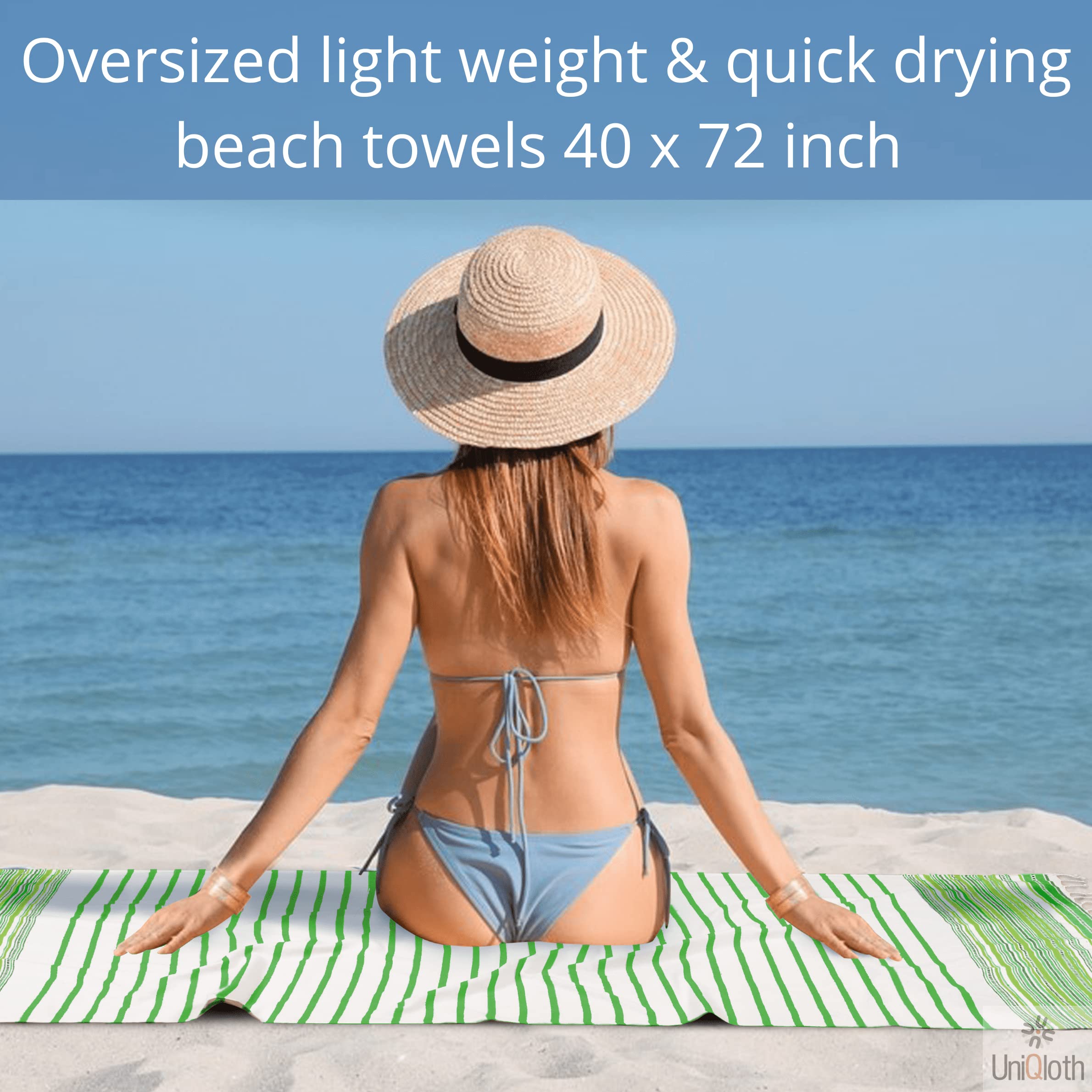 Turkish Beach Towels Set Of 6 - Oversized 40x72 Inch - Quick Dry Cotton - Multi-Use