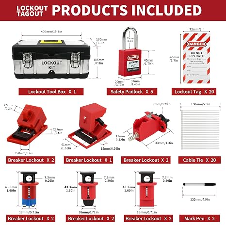 74 PCS Lockout Tagout Kit Electrical Loto Device,Loto Kit Black Box