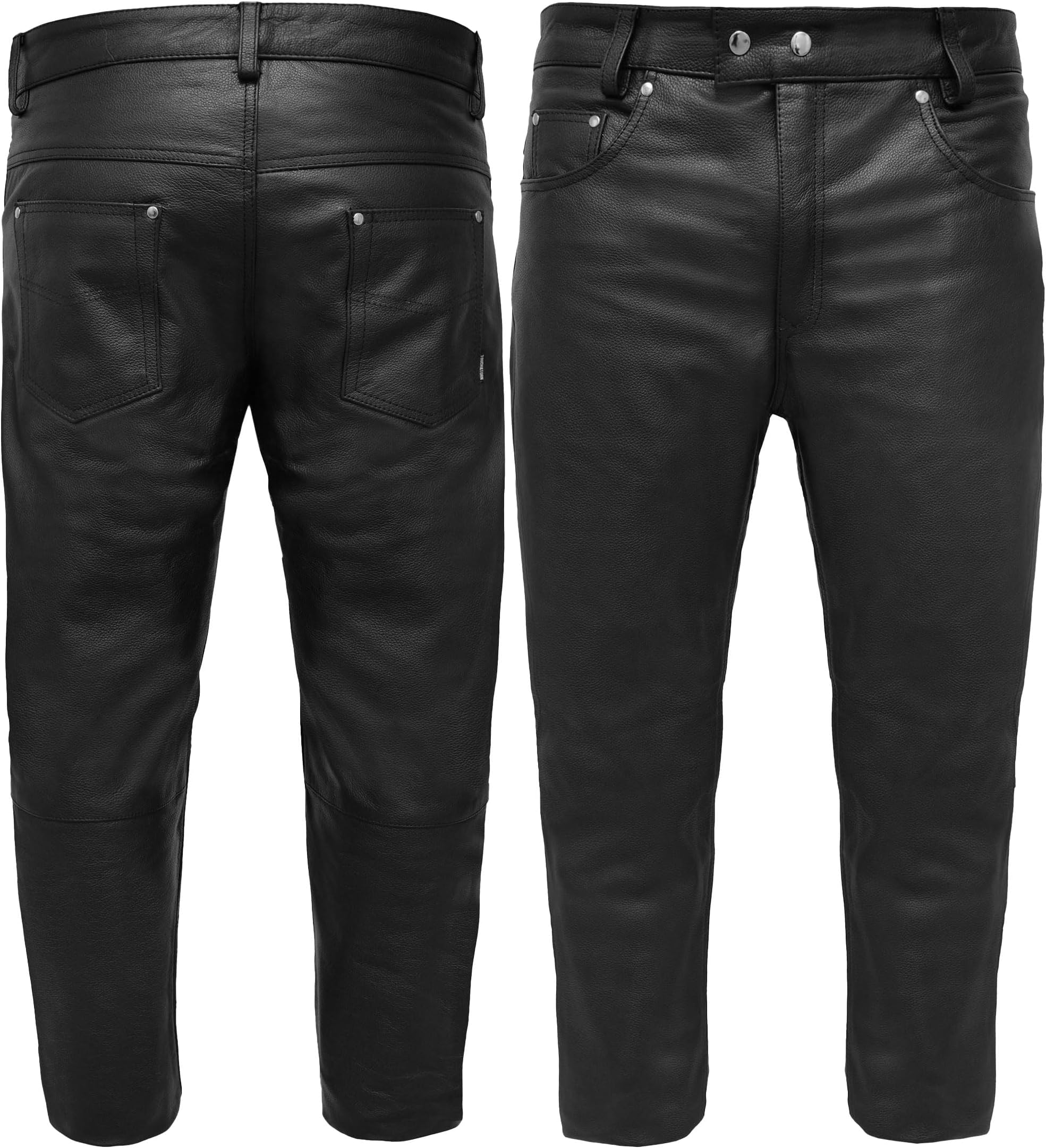 Touch&Torn Leather Pants Motorcycle Pants for Mens 30" to 44" Waist Jeans Style Pant with 5 Pockets Motorbike Pant for Biker