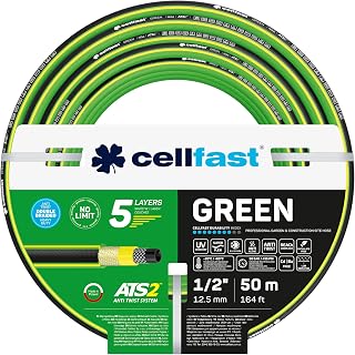 CELLFAST Wąż Ogrodowy 4 Warstwowy Elastyczny Oplot Krzyżowo Trykotowy Odporny Na UV I Glony 1 2 Cala 50 Metrów Green