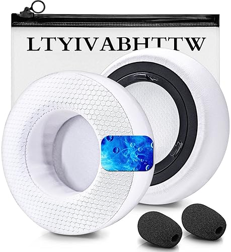 Virtuoso XT Cooling Gel Earpads - Compatible with Virtuoso RGB Wireless SE Headset, Thicker Hybrid Fabric Replacement Earpads (White Fabric)