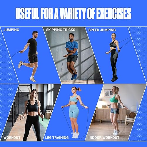 Vista 7 de Cuerda de saltar ajustable para fitness y ejercicio - Cuerda de saltar para cardio, boxeo y pérdida de peso - Cuerda de velocidad perfecta para Negro