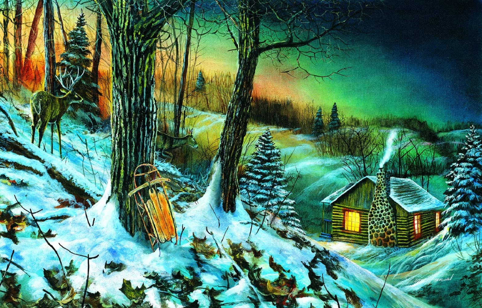 SUNSOUT INC - Kraina Lodu Wspomnienia - 1000 szt. Puzzle autorstwa artysty: Jim Hansel - gotowy rozmiar 48 cm x 76 cm - MPN# 67328