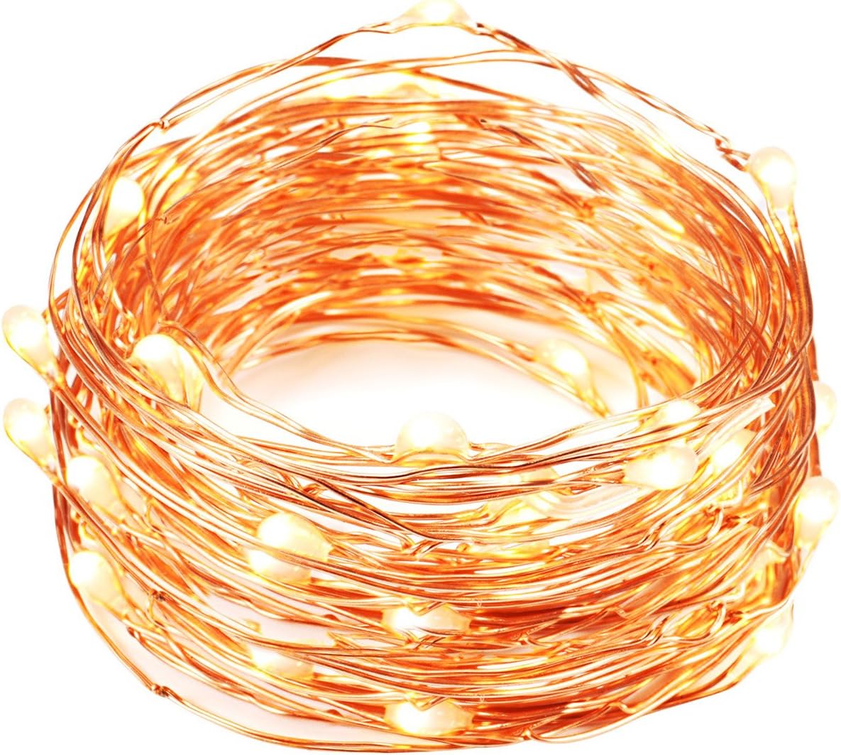 LED String Lights 32.8 ft with 100 LEDs, Mxsaver Waterproof Decorative Lights for Bedroom, Patio, Parties (Copper Wire Lights, Warm White)