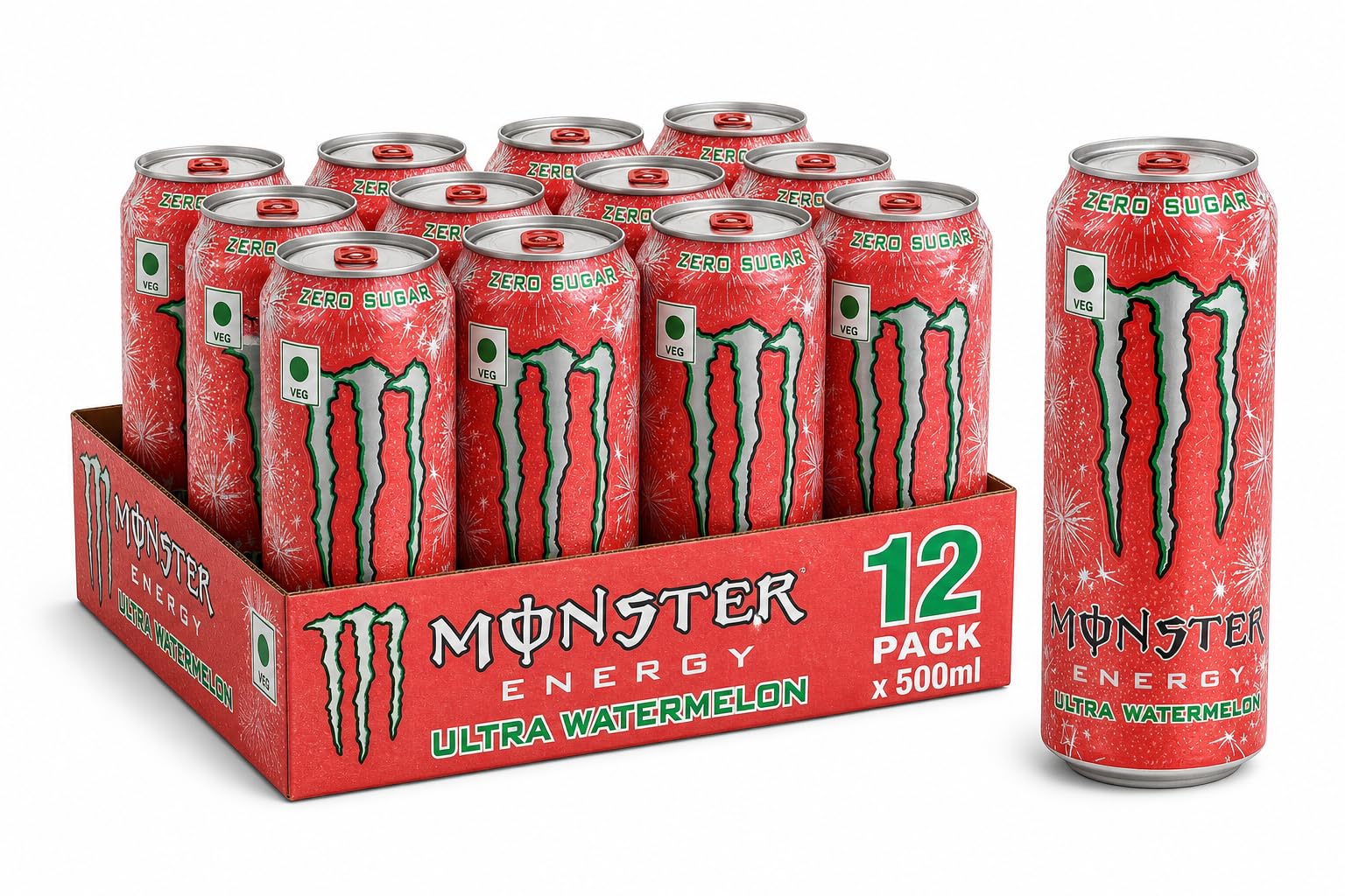 Monster Energy Ultra Watermelon Zero Sugar Energy Drink, 12 Pack, X 500ml Cans, Sugar Free Beverage (Imported)-image-41