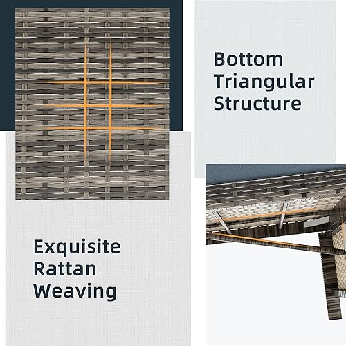 Miniatura 4 de Shintenchi Juego de muebles de patio al aire libre, juegos seccionales de mimbre para patio, 3 piezas, sofá de mimbre para todo tipo de clima, mesa