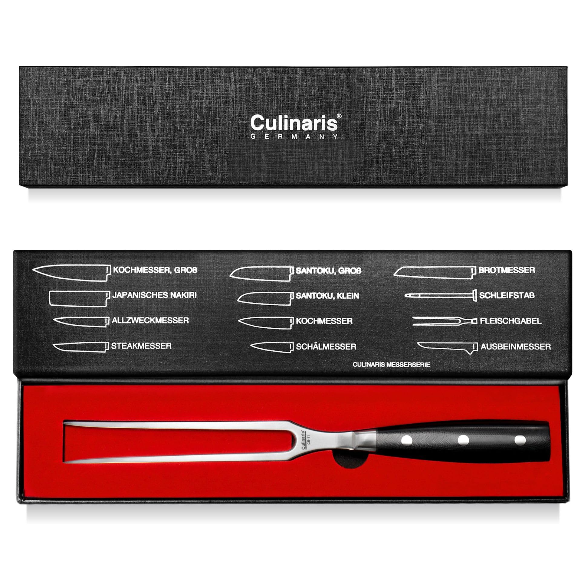 Culinaris Fleischgabel, Gabellänge 19 cm aus lebensmittelfreundlichem rostfreiem Edelstahl. Bratengabel Grillgabel mit dreifach genietetem ergonomischen Hartharz Griff