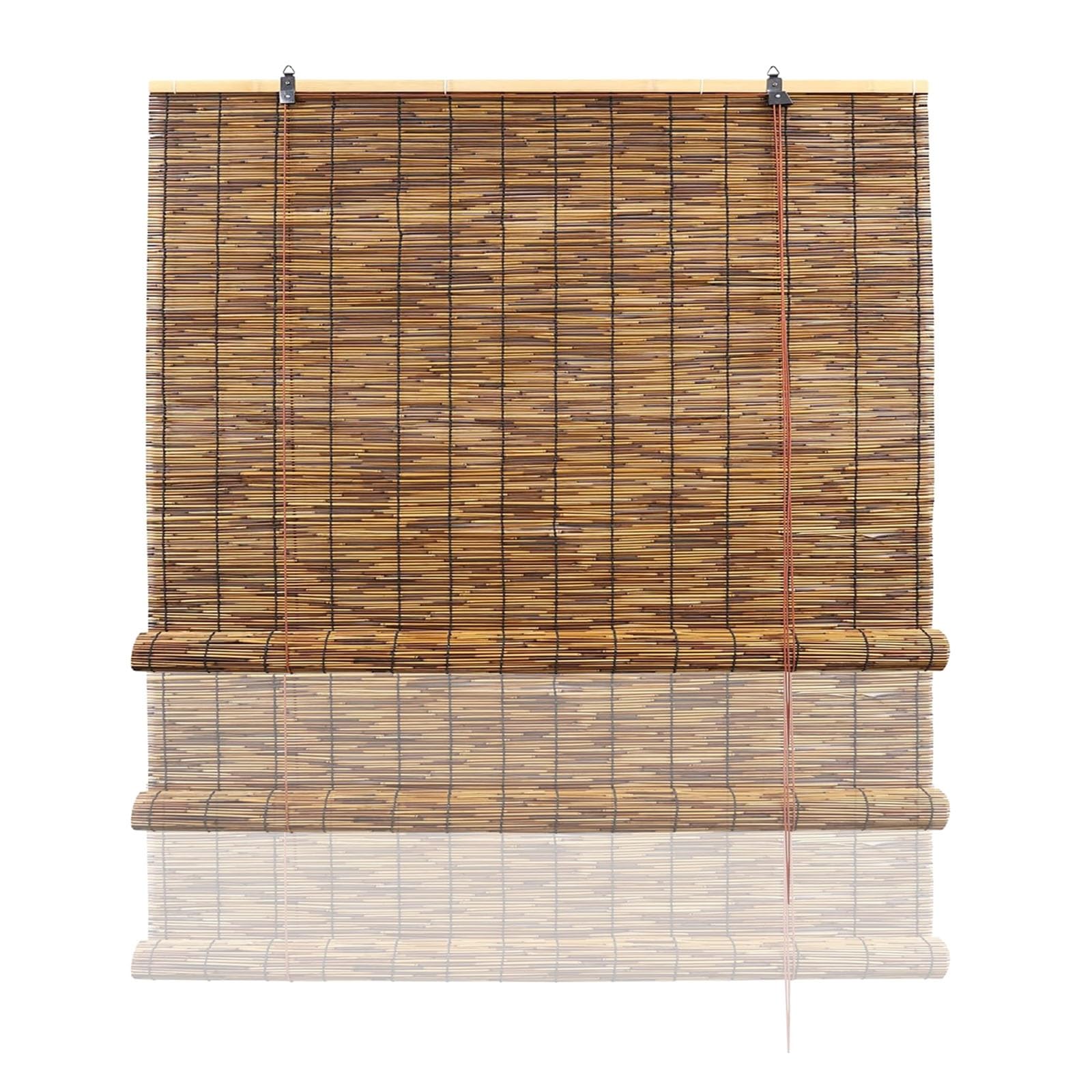 WZDXFNLD Bamboo Blind, Custom sizes Breathable Roman Roller Blinds, Patio Roll Up Shades, Bamboo Windows Shade, Cordless Sun Protection Curtains for Outdoor Indoor