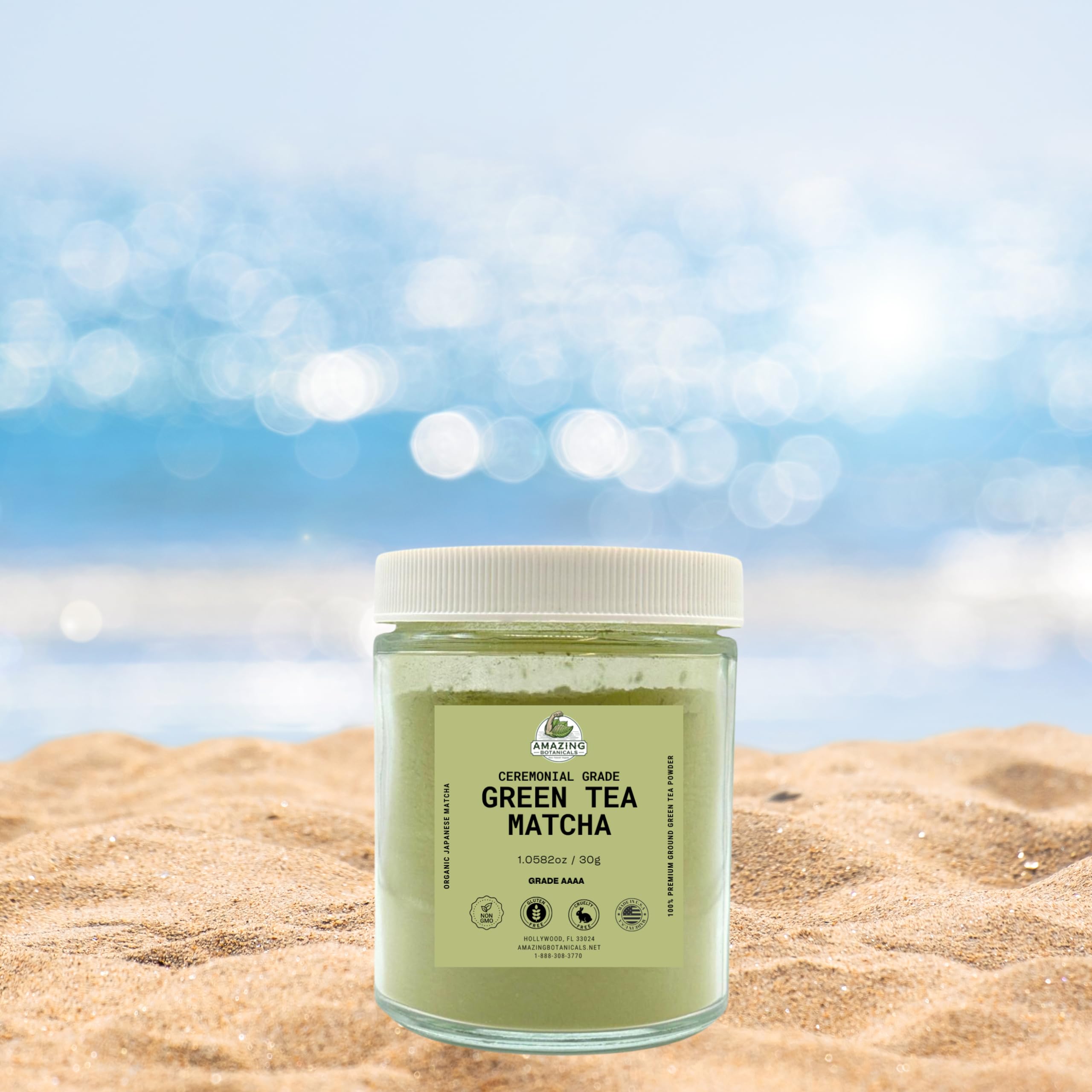 Amazing Botanicals Ceremonial Grade Matcha Powder - First Harvest Organic Matcha Green Tea Powder - 30g — view 3