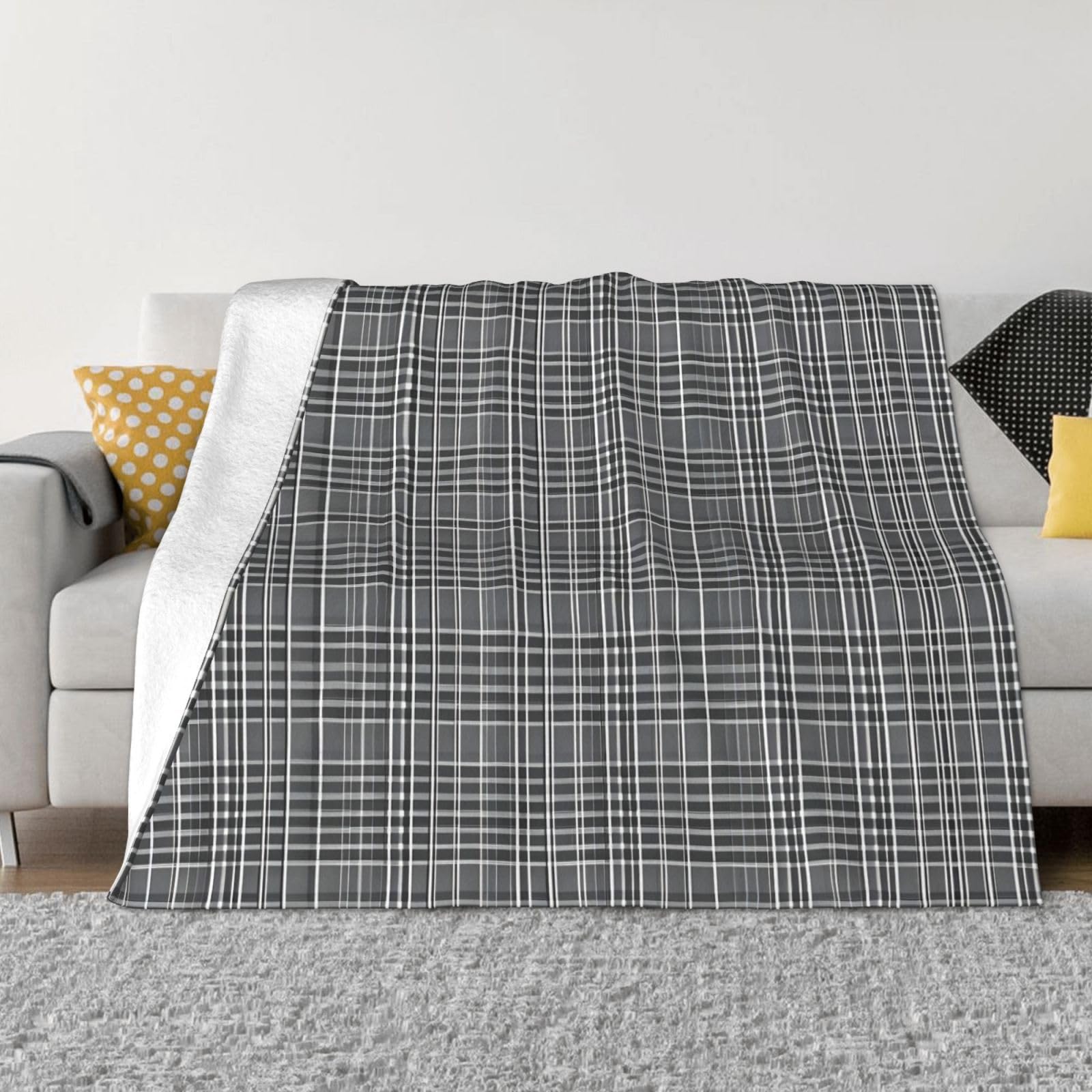 Couverture polaire flanelle grise contre le froid plaid chaud canapé