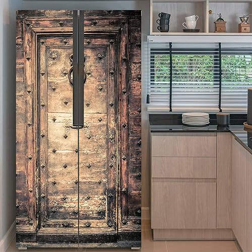 Miniatura 2 de Juego de envoltura de vinilo autoadhesivo para refrigerador, efecto envejecido, superficie de metal oxidado, mural extraíble para nevera, calcomanía