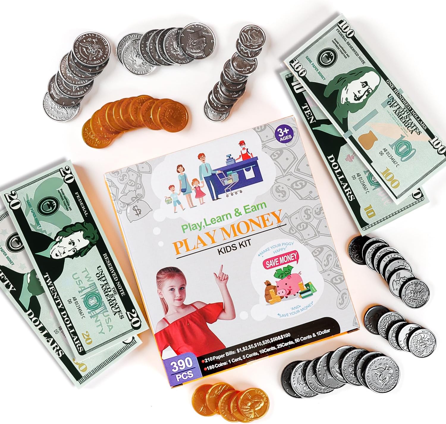 390 Pcs Play Kids Set, Number Learning Play for Kids teachingToys, Ages 3 and Up Kid Education Develop Early Math Skills, Birthday Gift Preschool Games for Boys & Girls