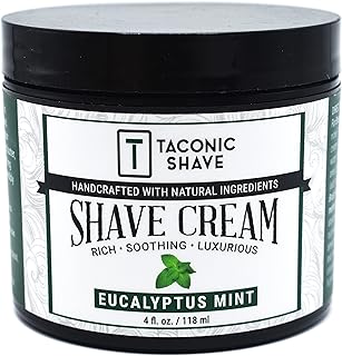Taconic Shave EUCALYPTUS & MINT Shaving Cream with Organic Oils - 4 oz. by Taconic Shave