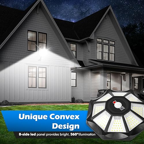 Miniatura 2 de Luces solares impermeables para exteriores, 6500 K, 168 luces LED de inundación, sensor de movimiento al aire libre, iluminación solar al aire
