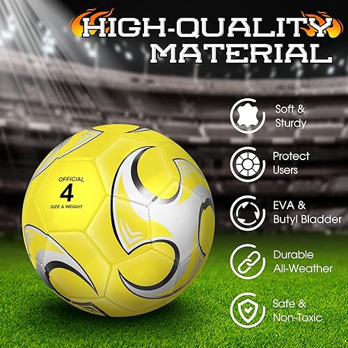 Miniatura 4 de Paquete de 2 pelotas de fútbol tamaño 5, tamaño 4, tamaño 3, pelota de fútbol para niños, pelota de fútbol juvenil para jóvenes con bomba de fútbol