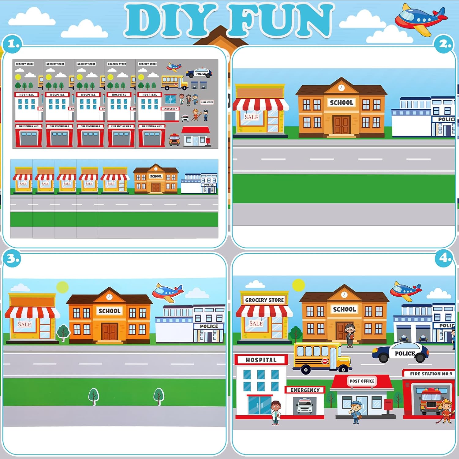 Frienda Set of 24 Community Helpers Giant Sticker Scene Community Helpers Educational Learning Kit Career Sticker Set Toys for Preschool Classroom Bulletin Board Decorations Flash Cards Crafts