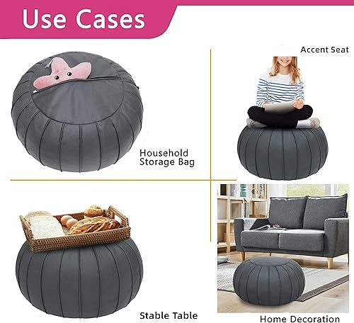 Miniatura 7 de Thgonwid - Reposapiés de gamuza sintética hecho a mano con puf otomano de 23 x 14 in, reposapiés redondo para sala, dormitorio y debajo de la mesa,