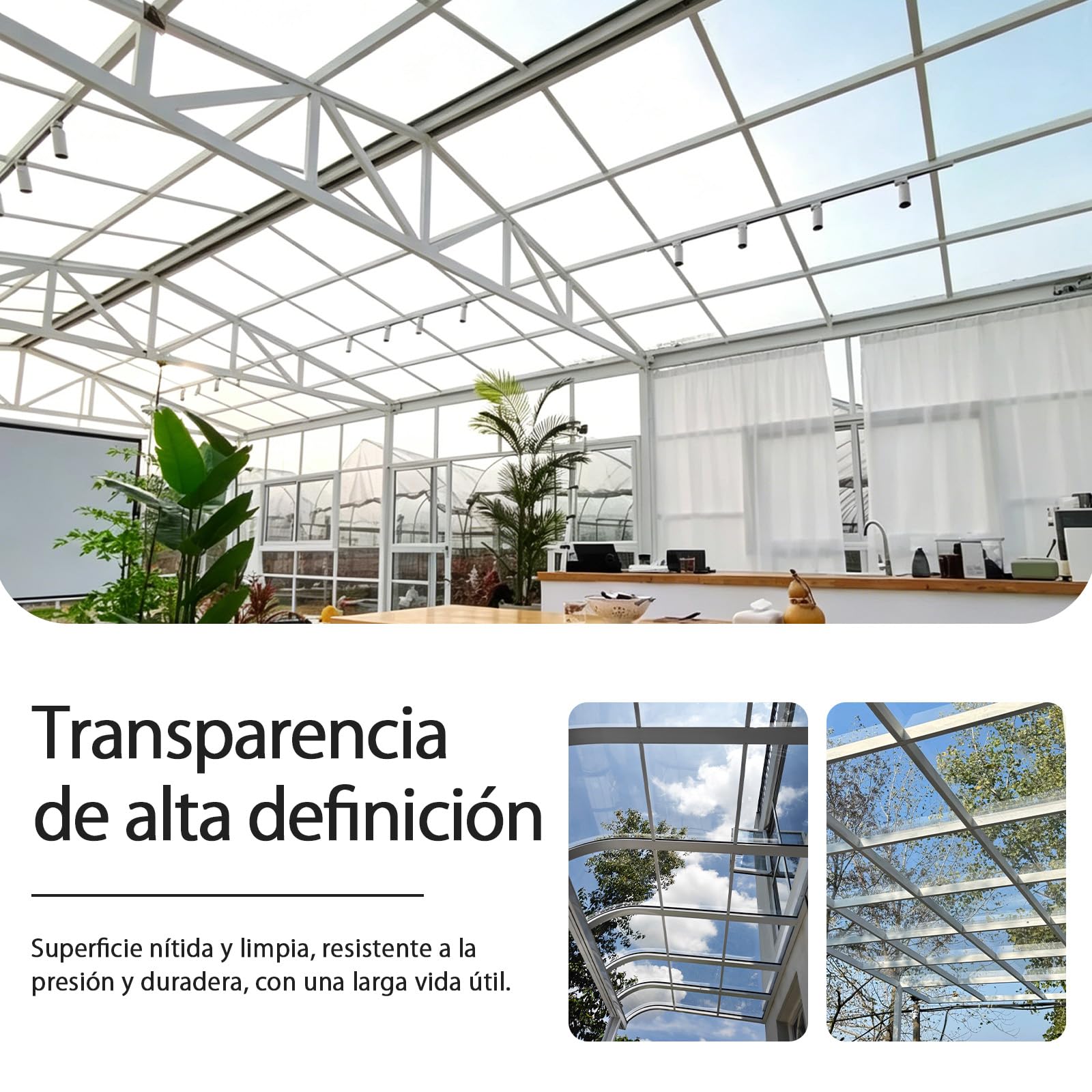 Policarbonato Placas Transparente 1 mm Planchas Tejados, Resistente UV Paneles, Planchas Revestimiento de Repuesto para Techos,Cocheras,Solarios, 1.5×2m (5.1×6.6ft)
