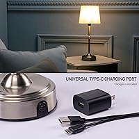 Vista 4 de O'Bright Seraph - Lámpara de mesa LED inalámbrica con atenuador, batería recargable integrada, brillo de 3 niveles, lámpara de mesa para patio