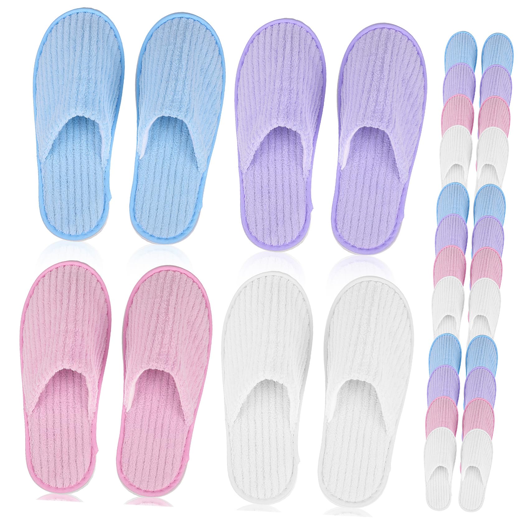 TOVINANNA 12 Pairs Disposable House Shoes for Guests Nonslip Spa Slippers Comfortable Fleece Slippers for Hotels Travel and Home Use Each