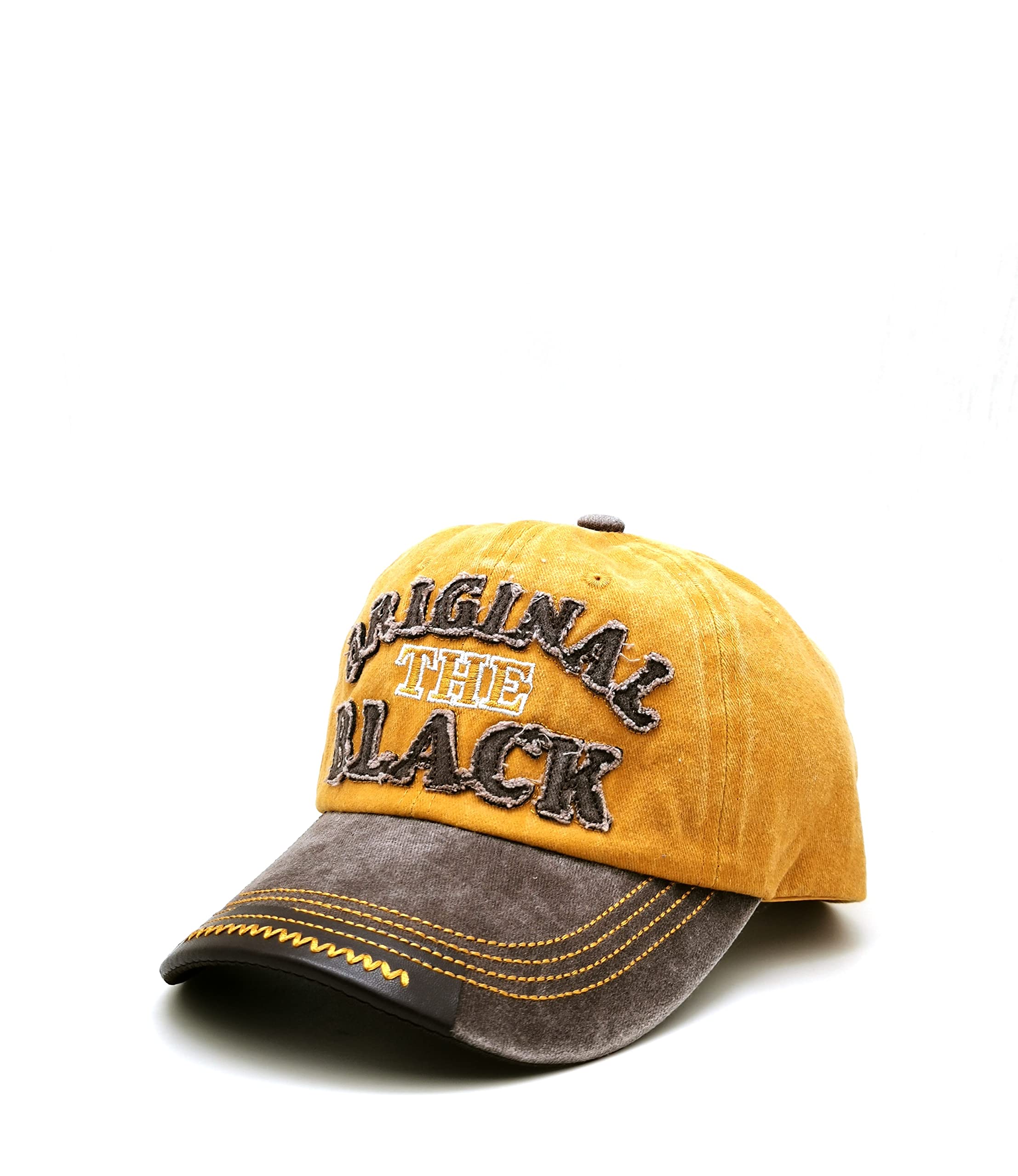 Perlotus Sarı Erkek Beyzbol Şapka Original Black Nakışlı Deri Detaylı Tasarım