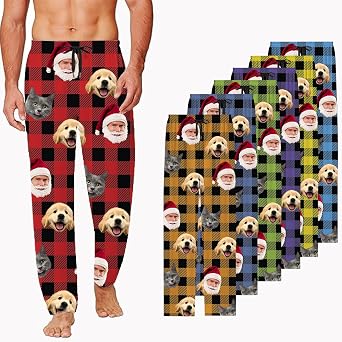 Custom Pajama Pants,Personalized Pajama for Men,Women,Christmas Custom Face PJ Pants,Funny Gifts for Him Her